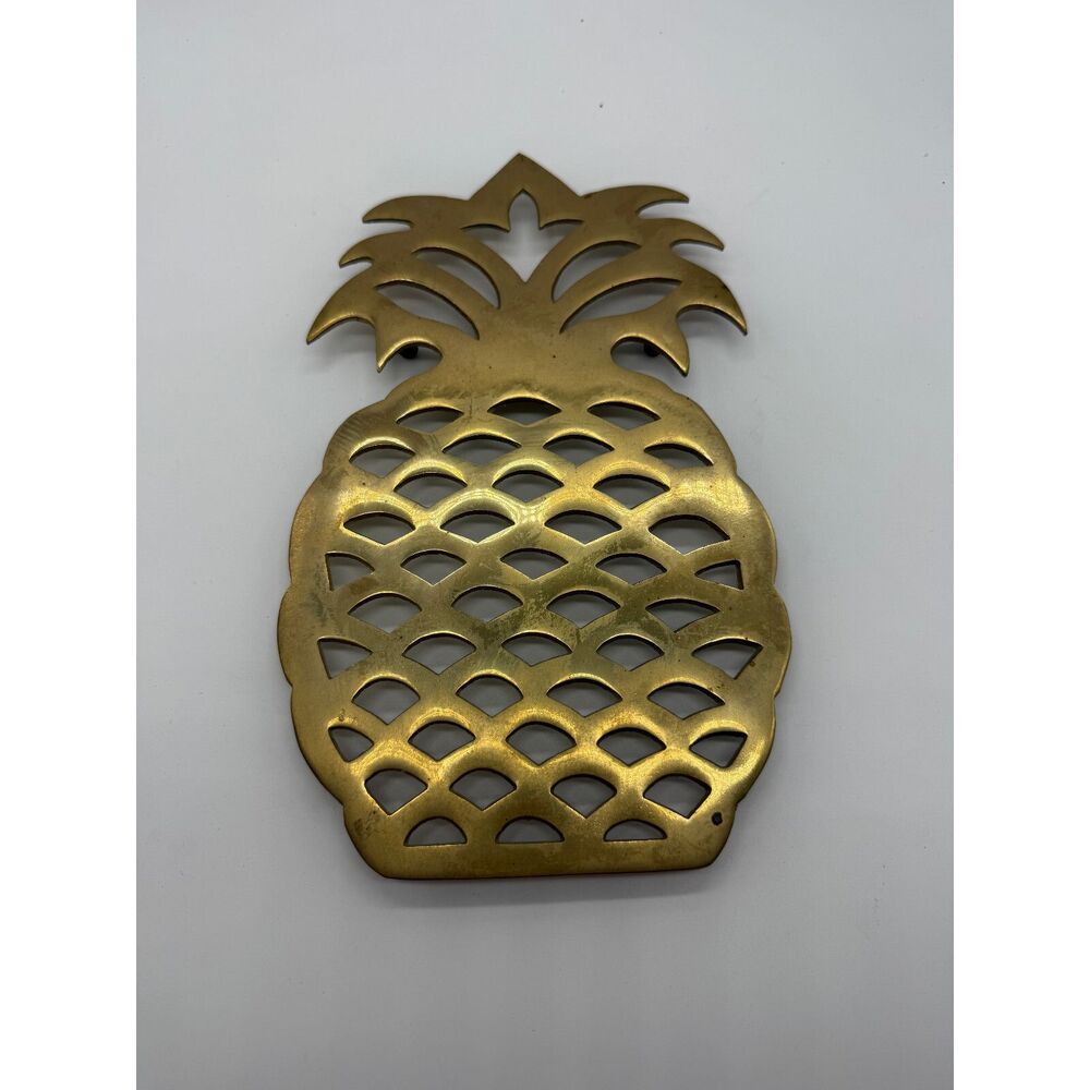 Vintage Solid Brass Trivet Pineapple Design Decor Pot Holder